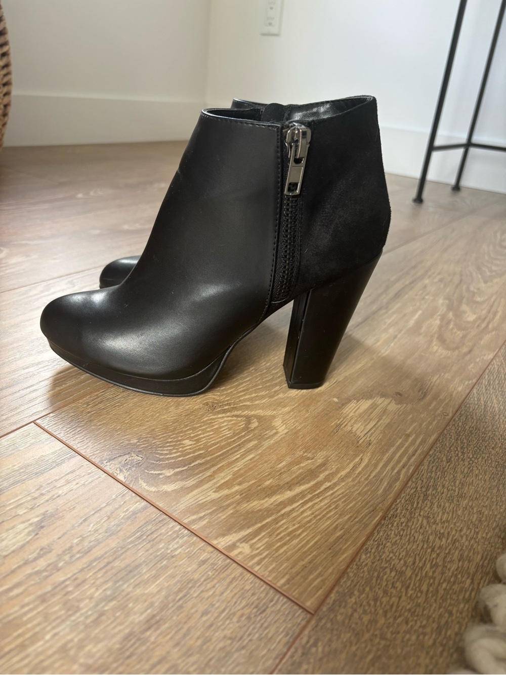 Call It Spring Black Ankle Heeled Booties with Side Zip